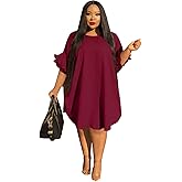 Ekaliy Women's Casual Vintage Ruffle Sleeve Loose Party Midi Plus Size Dress Casual Summer