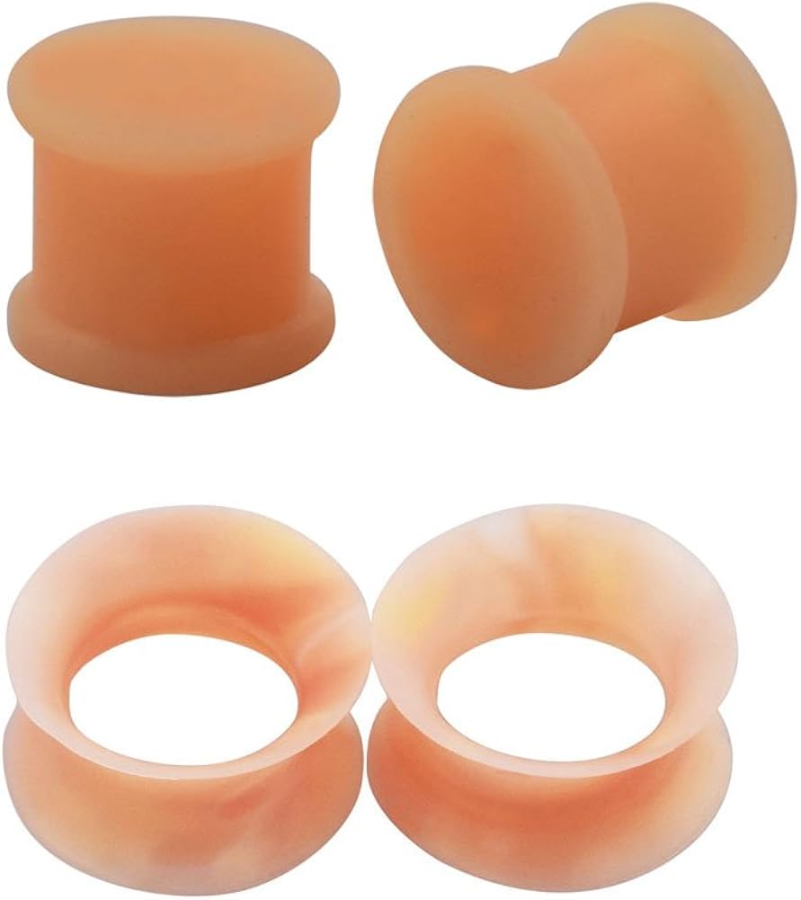 D&Min Jewelry 12mm Set Silicone Skin Color Ear Flesh Gauges Tunnels