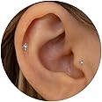 NONTAI 20G/18G/16G Titanium Flat Back Earrings, Threadless Nose Stud Tiny Stud Earrings, Cartilage Tragus Piercing Jewelry Conch Helix Stud