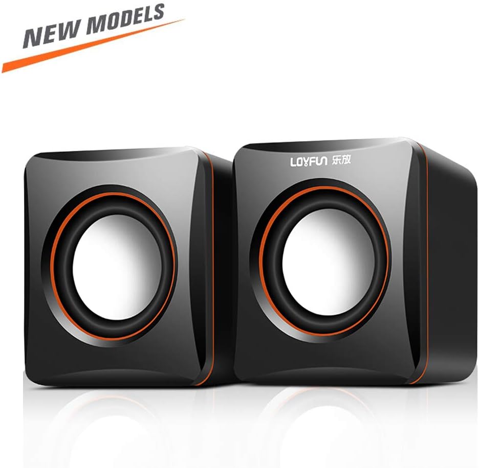 Multimedia Speakers USB LED Speakers- Wired Laptop Speakers 2.0 Channel Small Computer Desktop Mini Speakers for PC, 3.5mm Jack Black …
