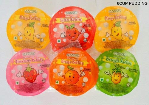 jai jinendra Coco Pudding Sampler Pack (Mango, Lychee, Orange, Strawberry, Passion Fruit) -6 Cups