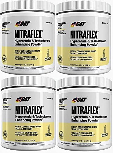 GAT Nitraflex Pre Workout 300mg, 4 PACKS (PineApple)