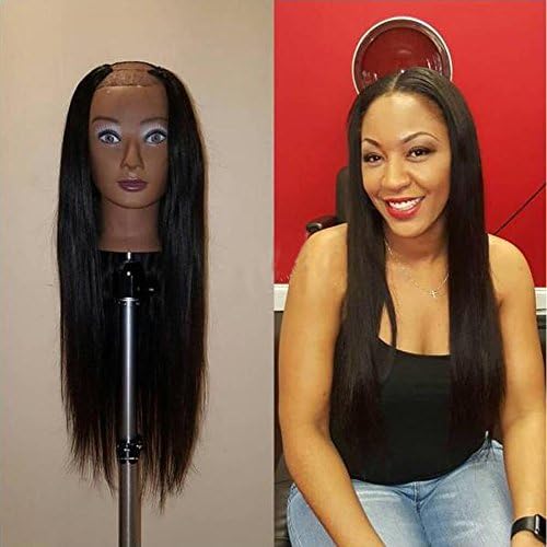 Virgin Brazilian Human Hair Straight U Part Wigs Middle Opening 2x4 Size 130 Density for Black Women (12 inches)