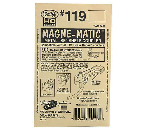 HO Whisker Shelf Coupler, 19/64