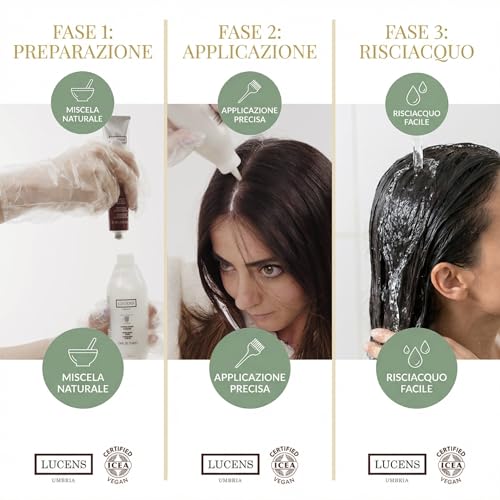 Lucens Umbria - 3.0 Dark Brown, Ammonia-Free Hair Colour, Vegan Permanent Colouring Kit with Natural Extracts, Soothing, Moisturizing and Protective Action
