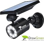 Solar Lights Outdoor Motion Sensor,1400-Lumens Bright LED Spotlight 5W(110W Equiv.)DrawGreen Solar Lights Outdoor Wireless Security Lighting for Porch Patio Garden,Aluminum Solar Powered Lights(Black)