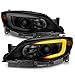 AKKON - [C-Style] [Black Smoked] For 08-14 Subaru Impreza WRX LED DRL Tube Switchback Projector Headlights