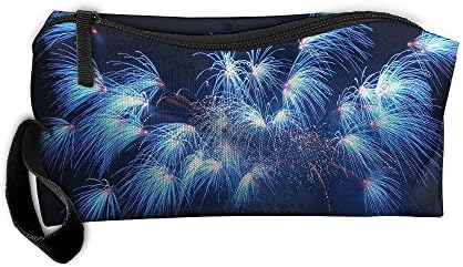 Kla Ju Portable Pencil Bag Purse Pouch Moving Firework Bright Stationery Storage Organizer Cosmetic Holder