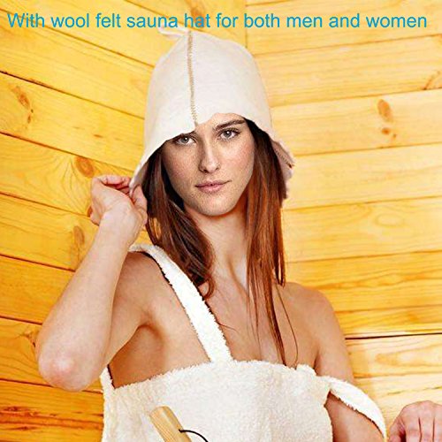 Wooden Sauna Bucket with Ladle and Sauna Hat- Handmade 4 Liter (1 Gallon) Wooden Sauna Bucket with Wooden Ladle and Free Size Wool Sauna Hat - Thumbnail 3