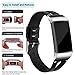 Maledan Bands Compatible for Fitbit Charge 3 and Charge 3 SE Fitness Activity Tracker, Slim Genuine Leather Band Replacement Accessories Strap for Charge3 Special Edition, Women Men, Large, Black