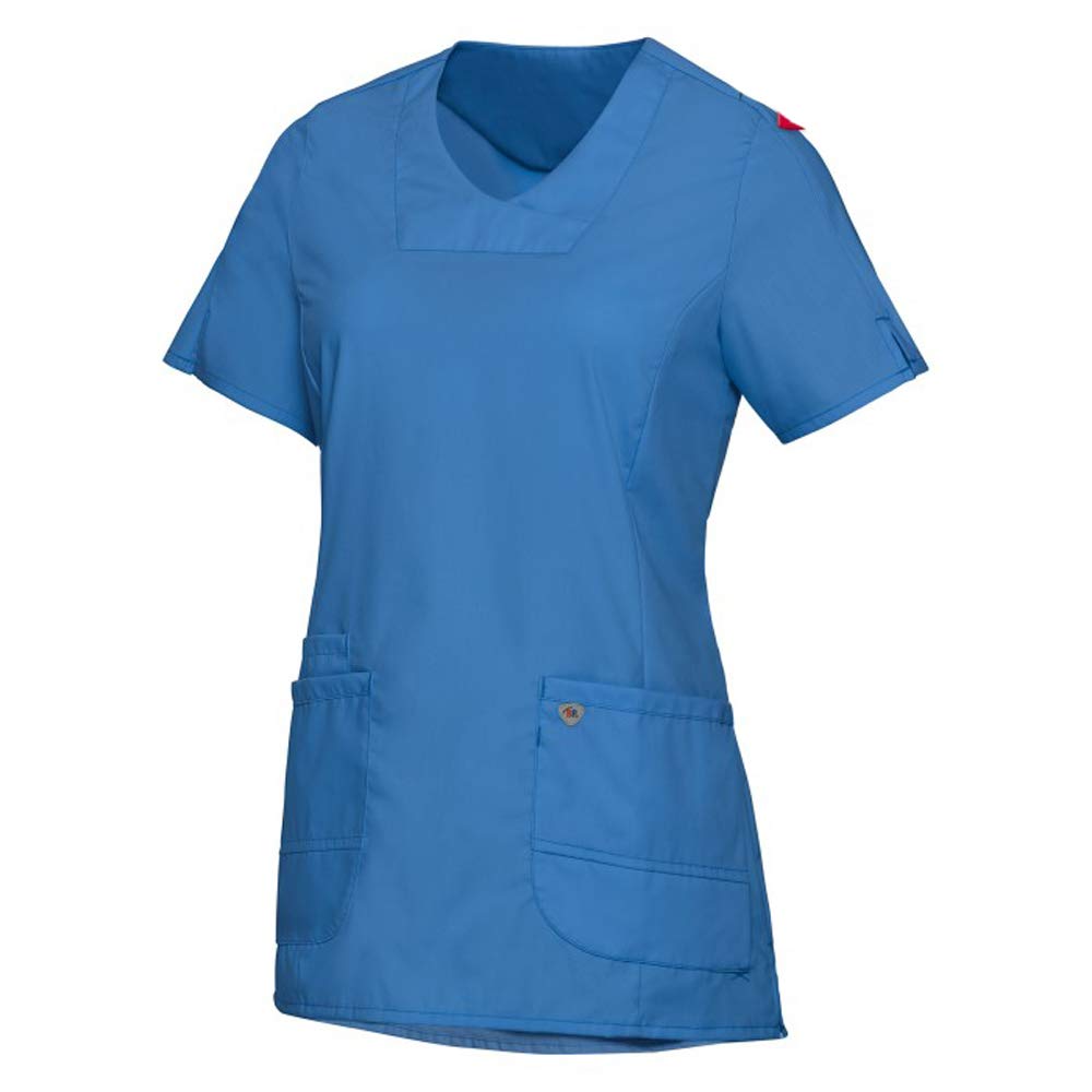 BP 1762-241-0116-Sn Super Light Fabric Cover Tunic for Women, 49% Cotton, 48% Polyester, 3% Elastolefin, Azure Blue, Sn Size