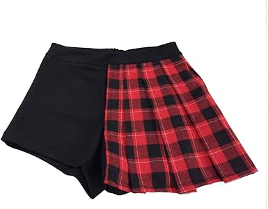 red plaid high waisted shorts