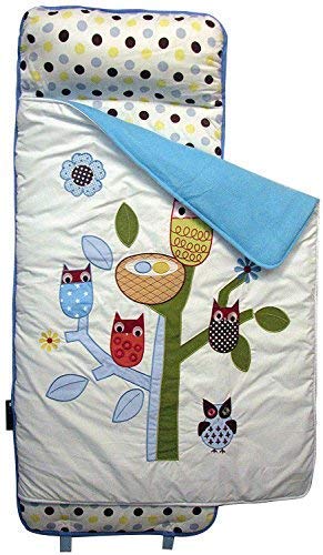 Ellie and Luke SoHo Toddler Nap Mat Hand Embroidered, Blue Owl - Thumbnail 3