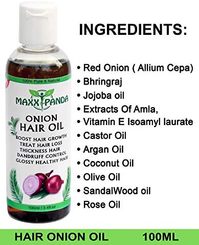 Maxx Panda Onion Hair Oil For Hair Regrowth | Hair Fall Treatment | Stop Dandruff | Use For Men & Women – With Red Onion, Bhringraj, Amla, Jojoba (100 ML)