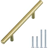 �鶹�� Basics Euro Bar Cabinet Handle (1/2-inch Diameter), 5.38-inch Length (3-inch Hole Center), Golden Champagne, 10-pack