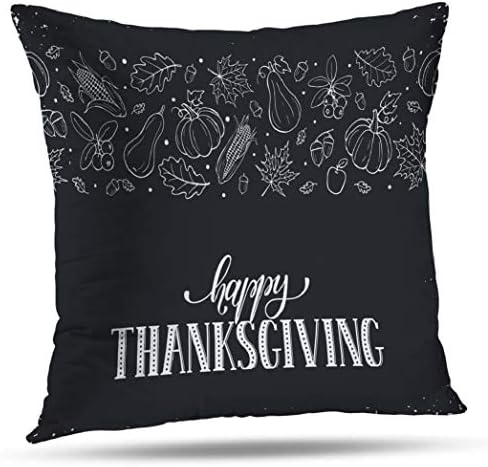 Monicl Happy Fall Thanksgiving Pillowcase, Throw Pillow Covers, Happy Thanksgiving Day LetteringSquare Double-Sided Cushion Cover 18 x 18 inch Decorative Home Bed Gift