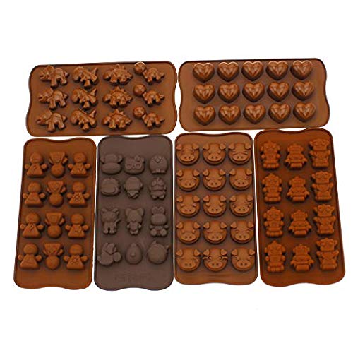Garcent Nonstick Silicone Candy Chocolate Making Mold Ice Cube Tray Set of 6