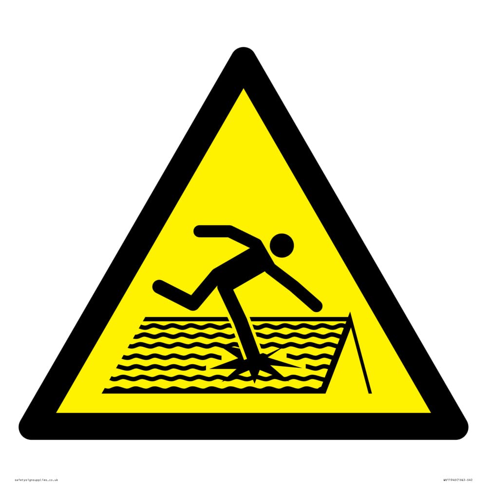 W036 Warning: Fragile roof Sign - 400x400mm - S40