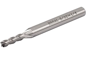 FiYa 5/32" 4-Flute CNC Router Bit End Mill Milling Cutter (HSSAL, Center Cutting, 20mm Cutting Length, 16g, Silver Tone)