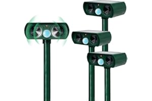 SSNMEI Solar Animal Repeller, 4 Pack Ultrasonic Animal Repeller Outdoor, Animal Deterrent Devices Repel Squirrel, Raccoon, Skunk, Fox, Deer, Waterproof with Motion Detector (Green)