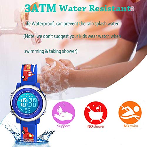 Venhoo Kids Watches for Boys 3D Cartoon Waterproof Silicone 7 Color Flashing Lights Children Toddler Wrist Watch for Boy Little Child