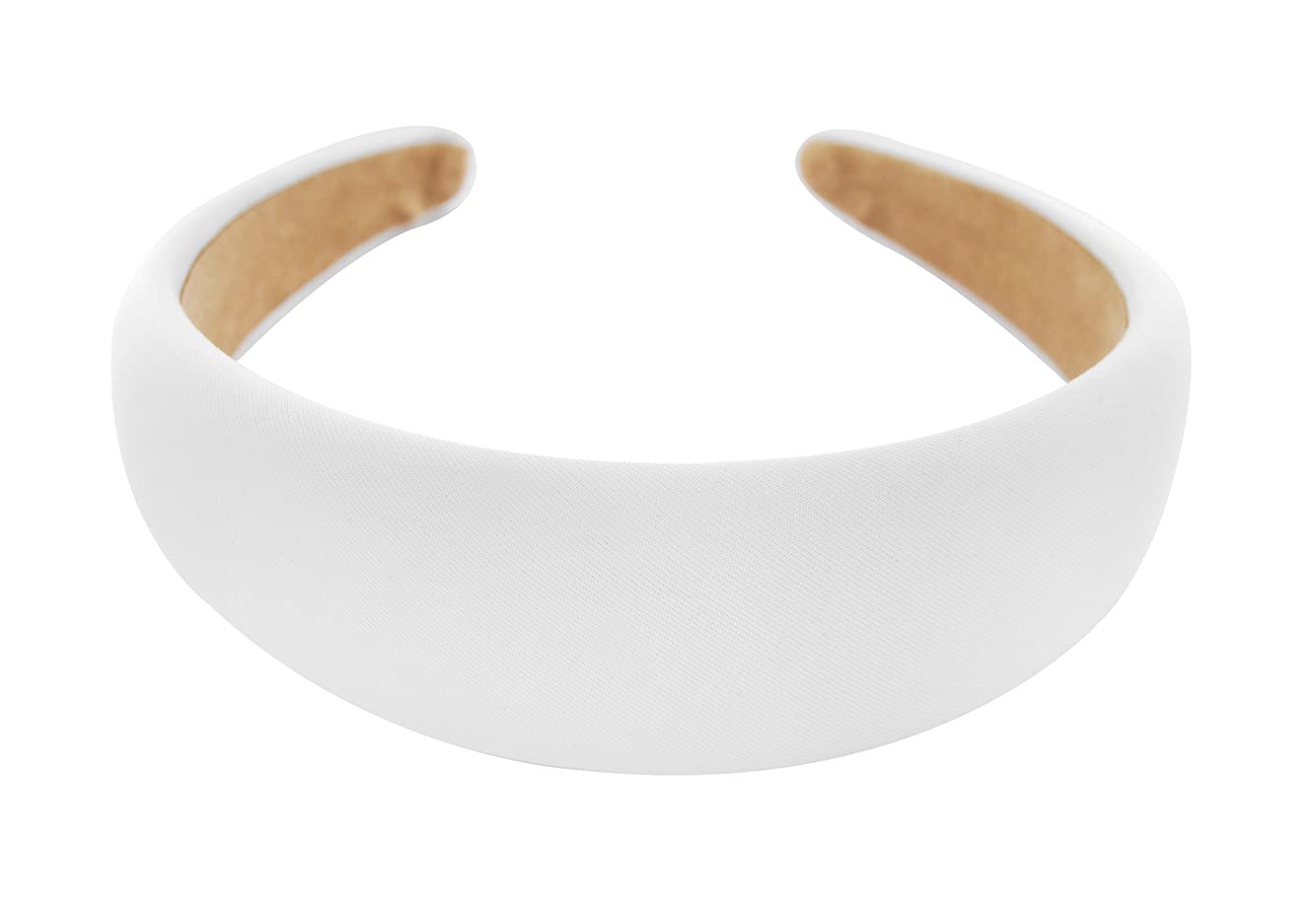 Axy Wide Headband with Fabric Padded Candy Colours – Beautiful Women's Headband Hair Accessories HRK2A (White) — image 1