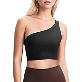 Queenie Ke Womens One Shoulder Sports Bra Left Side Strap Yoga Bras Gym Training Workout Crop Tops