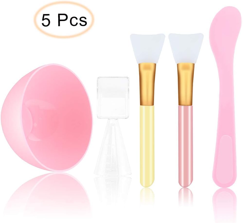 Face Mask Mixing Bowl Set with Silicone Facemask Brush, Stick Spatula Applicator, Liquid Powder Measuring Cup, Cosmetic Tool for Clay Mud Masks, Facial Steamer Treatment SPA Salon, Skin Body Care
