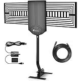 TV Antenna Outdoor - Vansky HD Amplified Digital HDTV Antenna 150 Mile Range w/ Adjustable Antenna Pole Mount, Omni-Directional 1080P Signal Reception for FM/VHF/UHF - 33FT Coax Cable