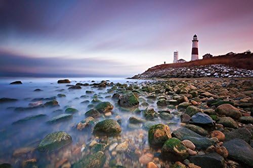 5x7, 8x10, 16x20, 30x40 Beach Lighthouse Photography Print - "Montauk Sunset"