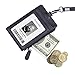 Badge Holder with Zipper, Sukuos Upgraded PU Leather ID Card Holder with 5 Slots, 1 Secure Cover and 20 inch Woven Lanyards for ID Badges, School ID, Drivers License, Debit Card