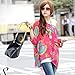 Doinshop Elegant Female Blouses Bohemian Print Loose Tank Batwing Sleeve Shirts (L)
