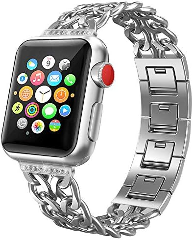 NO1seller Top Band Compatible for Apple Watch Series 6 SE 5 4 40mm 44mm Series 3 2 1 38mm 42mm Women Men,Cowboy Stainless Steel Metal Replacement Accessories Bling Jewelry iWatch Wristband Strap Bracelet