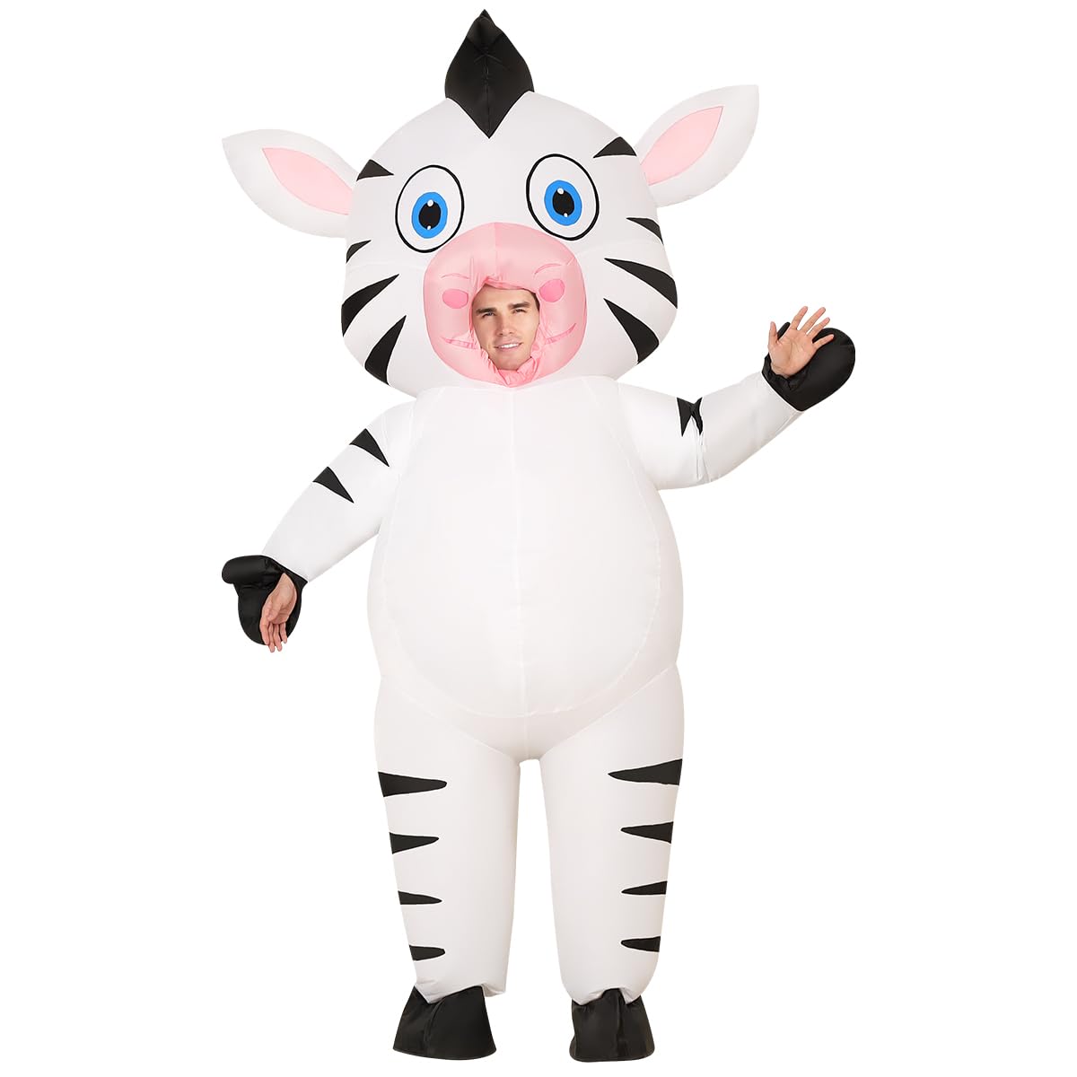 Photo 1 of COMIN Inflatable Zebra Costume for Adults Blow up Zebra Costume Inflatable For Men Women Full-length 72"