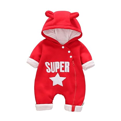 DorkasDE Baby Strampler Neugeborene Kleinkinder Strampleranzug Overall Cartoon Jumpsuit Frühling Herbst Babykleidung mit Kapu