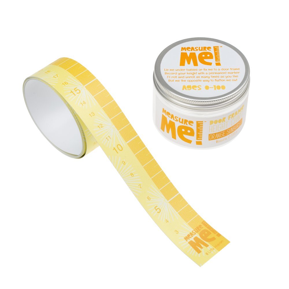 Measure Me! Roll-up Door Frame Height Chart for Boys and Girls - Orange Sunburst
