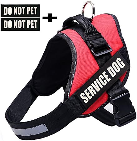 Faylife Servicce Dog Vest Harness - Adjustable Nylon with SERVICE DOG Do Not Pet Reflective Patches for Large Medium Small Dogs