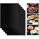 BBQ Grill Mat Set of 5, Non-Stick BBQ Grill &amp; Baking Mats, SHINE HAI PFOA Free, Reusable and Easy to Clean, BBQ Accessories for Gas, Charcoal, Electric Grill and More- 15.75 x 13 Inch