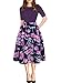oxiuly Women's Vintage Patchwork Pockets Puffy Swing Casual Party Dress OX165 (Purple, xx_l)