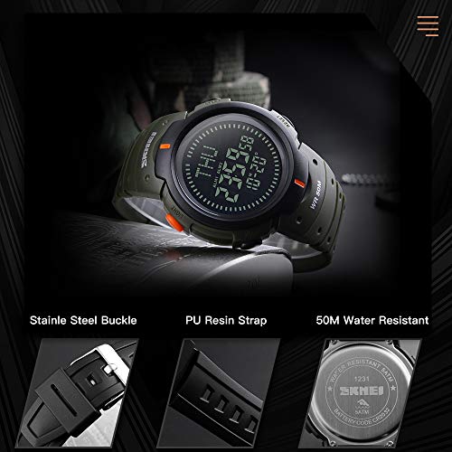 image for BOZLUN Men's Military Sports Digital Watch Survival Compass LED Screen