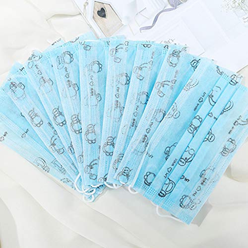 Hacloser 10Pcs/Set Earloop Face Mask Disposable Dustproof Mouth Mask Cute Cartoon Floral Printed 3 Layers Non-Woven Surgical Medical Mouth-Muffle Respirator, Random Color
