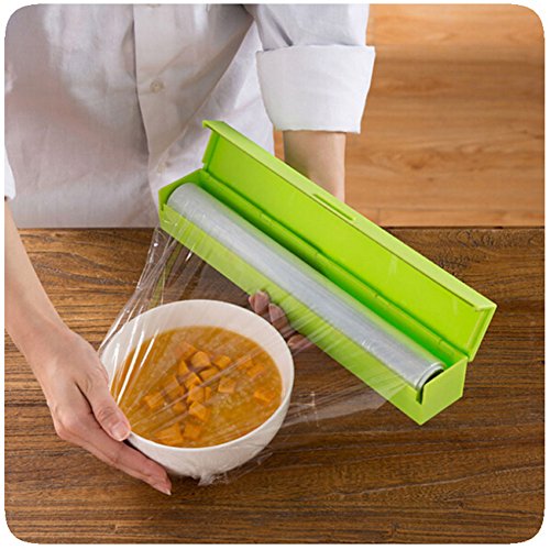 Daycount® Food Wrap Dispenser, Cling Film Cutter With Wrap Dispenser Preservative Foil Film Cutter Wrap Cutter kitchen Tools (Green)