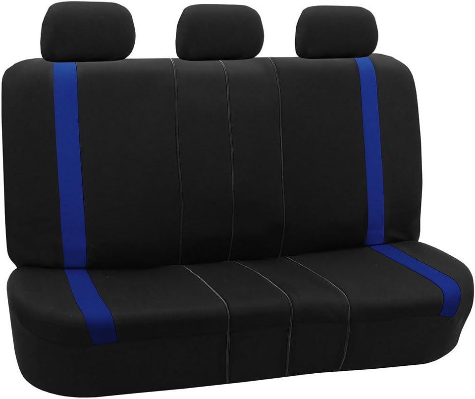 FH Group FH-FB054013 Blue Cosmopolitan Flat Cloth Seat Covers, Airbag Compatible and Split Bench, Blue/Black Color-Fit Most Car, Truck, SUV, or Van