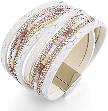 Fancydeli Women's Fashion Slake Wrap Bracelet with Crystal Gift for Girls Women Fashion Jewelry White