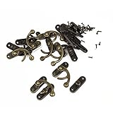 Uxcell Left Latch Hook Antique Wood Box Hasp Catch Decor, Bronze Tone, 10-Piece