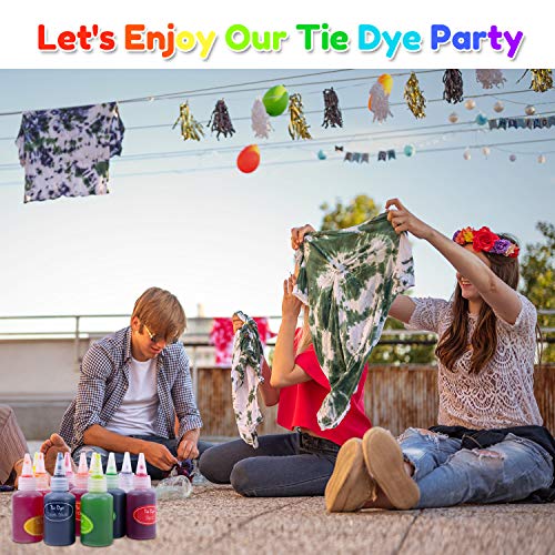 AIRCOVER Tie Dye DIY Kit for Kids, Adults and Groups. 26 Colors All-in-1 Tie Dye Set, One-Step Shirt Fabric Dye Kit with Rubber Bands Gloves Table Cover Wooden Clips for Christmas Party Supplies