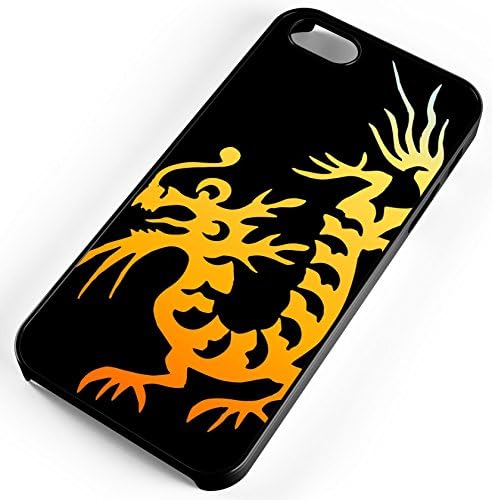 iPhone Case Fits iPhone 8 Chinese Dragon Tattoo Orange Flame Gradient Black Rubber