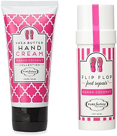 PUREfactory Naturals Hand Cream and Flip Flop Foot Repair Gift Set - Mango Coconut