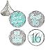 DISTINCTIVS Blue and Silver Sweet 16 Birthday Party Favor Chocolate Kisses Candy Stickers, Sweet Sixteen Stickers - 180 Count