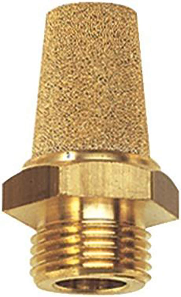 Sintered bronze silencer, brass thread/hexagon socket, G 1/4, SW 15 mm, operating pressure 0-8 bar, operating temp. -10 °C ~ 250 °C